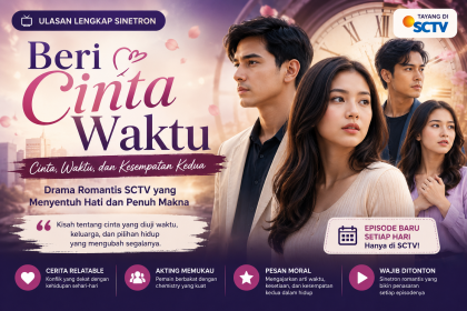Banner sinetron Beri Cinta Waktu SCTV dengan tema cinta, keluarga, dan kesempatan kedua dalam kisah drama romantis Indonesia
