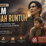 Banner Film Tanah Runtuh menampilkan sinopsis, kisah emosional, dan konflik kemanusiaan dengan latar Poso.