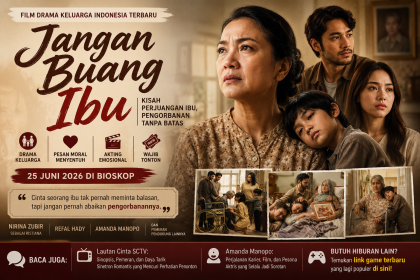 Banner film Jangan Buang Ibu menampilkan Nirina Zubir, Amanda Manopo, dan Refal Hady dalam drama keluarga Indonesia yang mengangkat kisah pengorbanan seorang ibu.