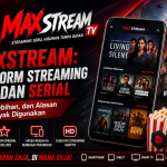 Banner Maxstream platform streaming film dan serial dengan tampilan aplikasi, konten original eksklusif, serta fitur hiburan digital di berbagai perangkat.