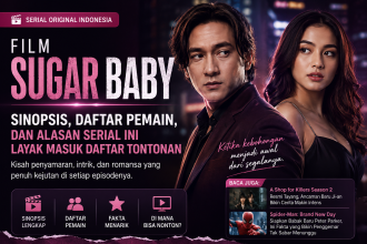 Banner Film Sugar Baby menampilkan ilustrasi sinopsis, daftar pemain, dan fakta menarik serial original Indonesia.