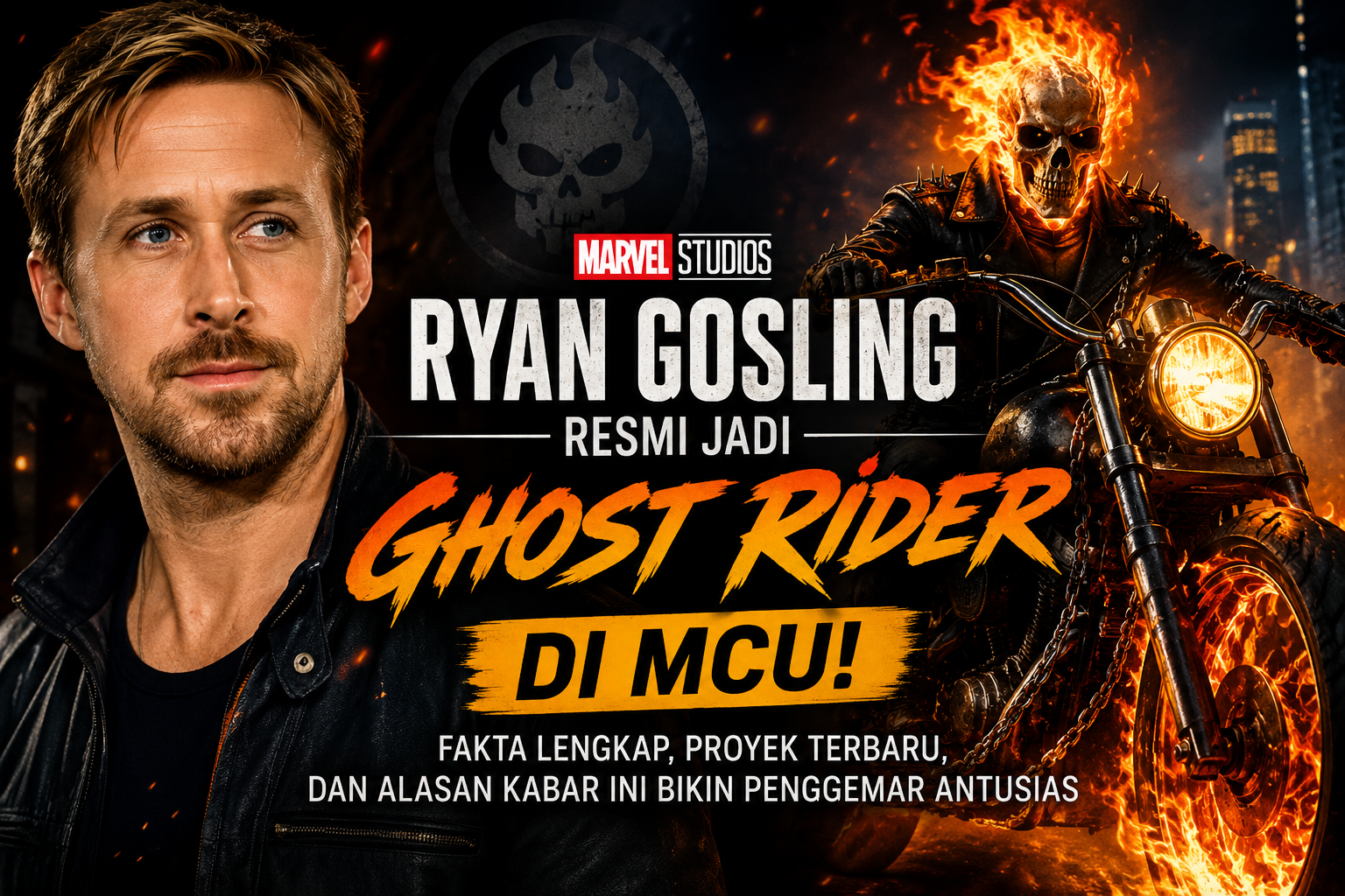 Ryan Gosling resmi bergabung sebagai Ghost Rider di Marvel Cinematic Universe (MCU).
